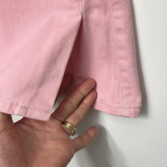 Tinseltown pink denim miniskirt with front slits on each leg, Size 7 - Picture 5 of 9